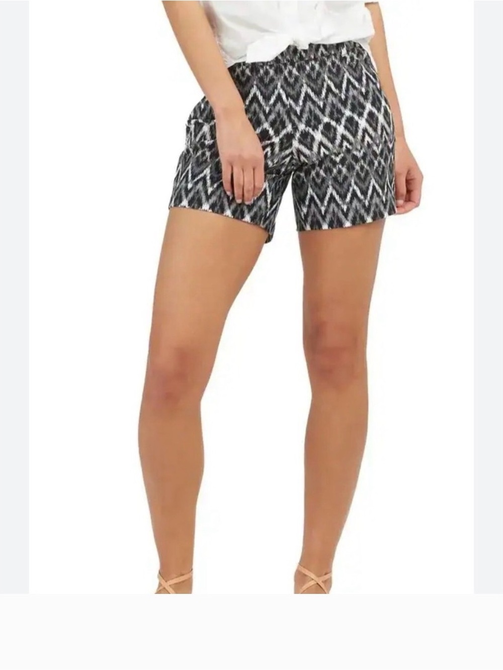 SPANX Black and White Chevron Print Bermuda Shorts
